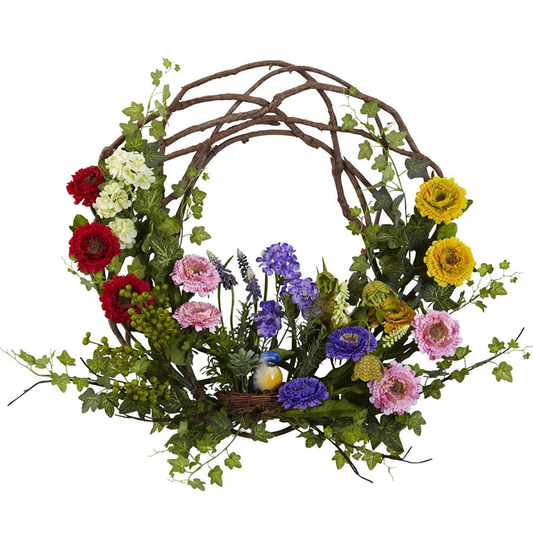 22” Spring Floral Wreath