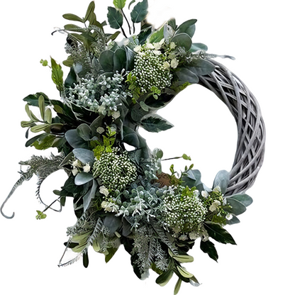 Mixed Greenery Half Front Door Wreath