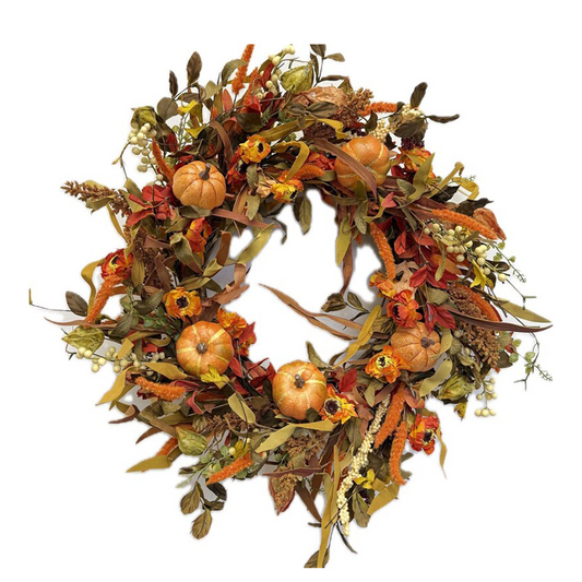Fall Pumpkin Eucalyptus Berry Front Wreath